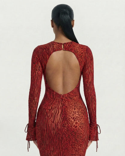 Celestia Mesh Open Back Maxi Dress
