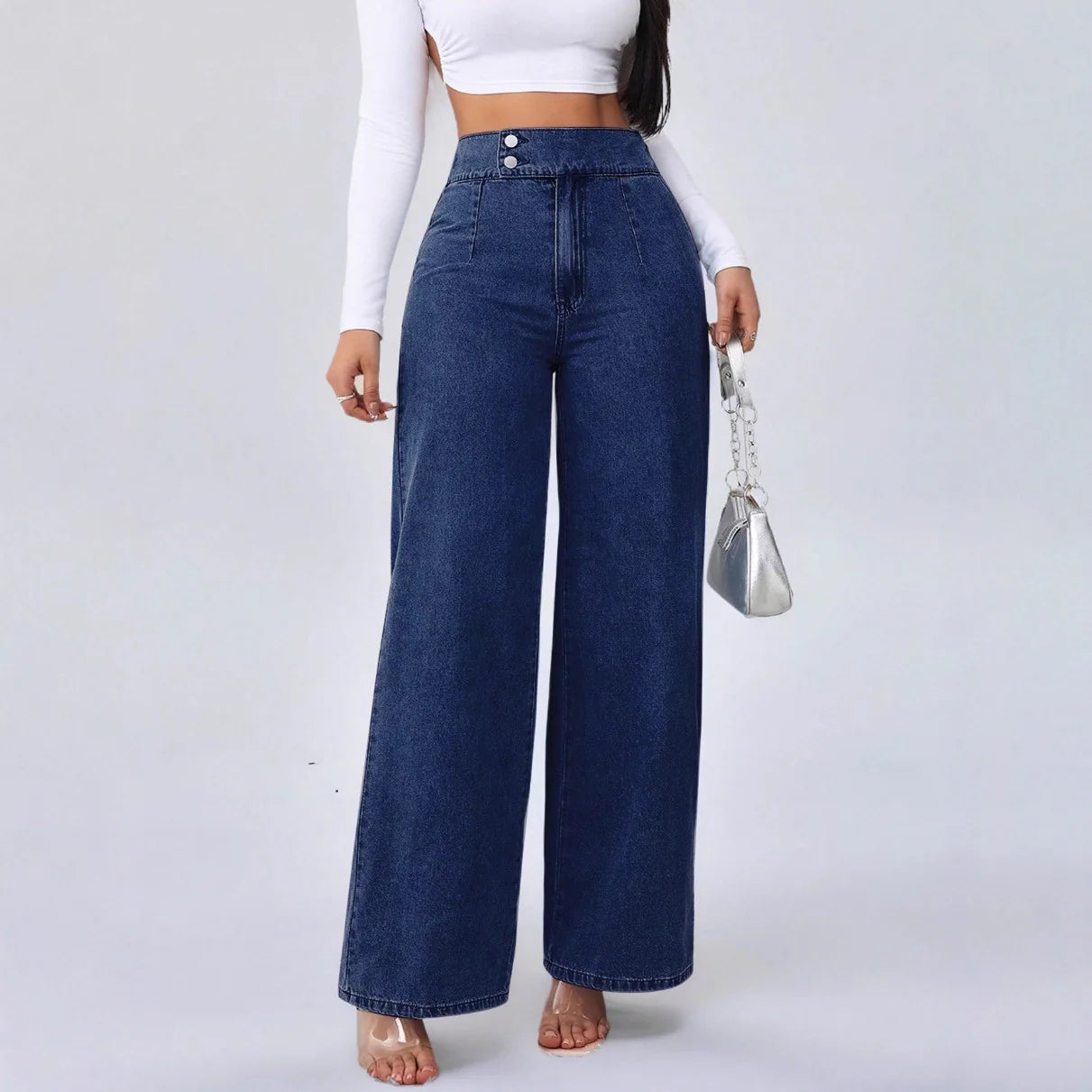High-Waist Loose Straight-Leg Jeans – Effortless Sculpt & Street Style