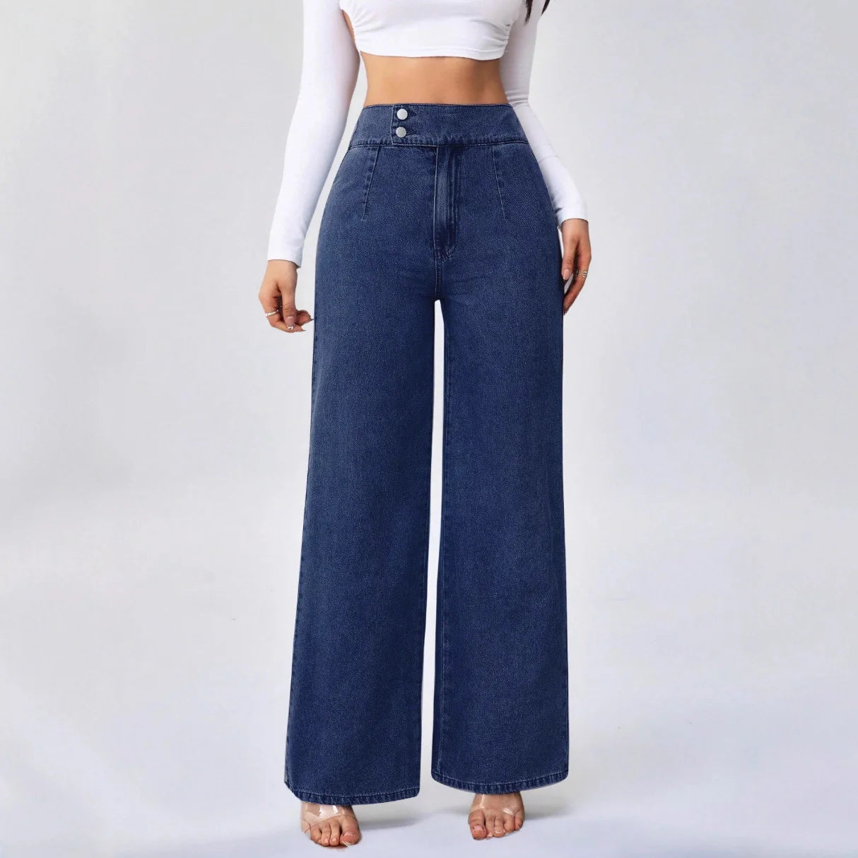 High-Waist Loose Straight-Leg Jeans – Effortless Sculpt & Street Style