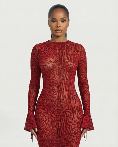 Celestia Mesh Open Back Maxi Dress