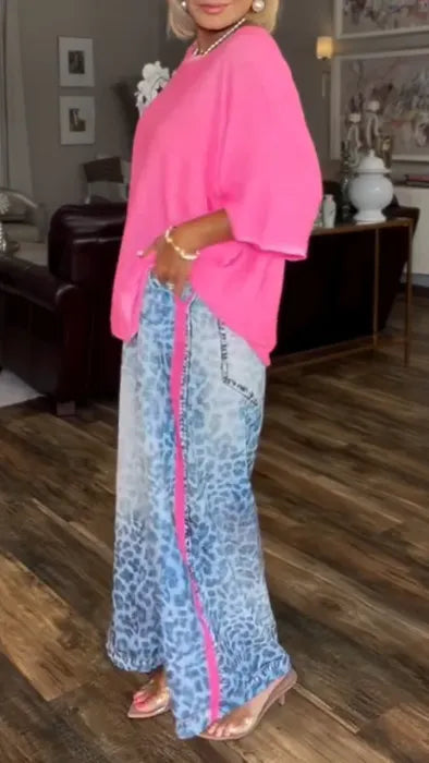 Leopard Denim Co-Ord Set – Effortless Chic Two-Piece Outfit